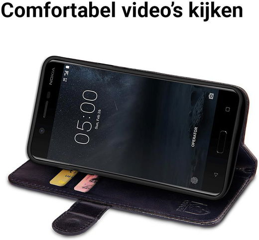 Rosso Nokia 3 Hoesje Premium Book Cover Zwart afbeelding 5