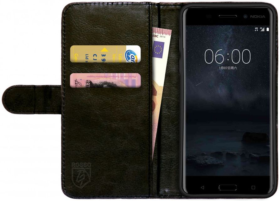 Rosso Nokia 3 Hoesje Premium Book Cover Zwart afbeelding 8