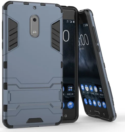 Hybride Nokia 6 Hoesje Donker Blauw afbeelding 2
