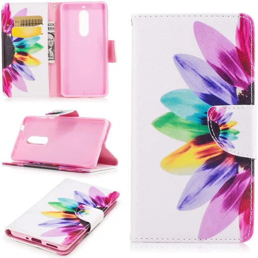 Nokia 5 Portemonnee Flip Hoesje Print Flowers afbeelding 8