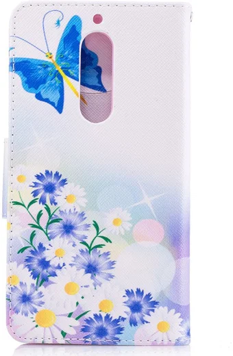 Nokia 5 Portemonnee Flip Hoesje Print Blue Butterfly afbeelding 4