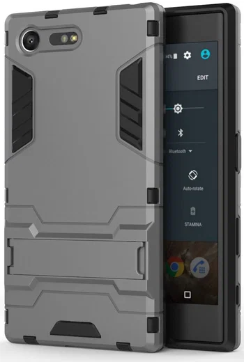 Hybride Sony Xperia X Compact Hoesje met Standaard Grijs afbeelding 1