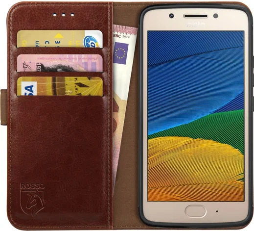 Rosso Element Motorola Moto G5 Plus Hoesje Book Cover Bruin afbeelding 1