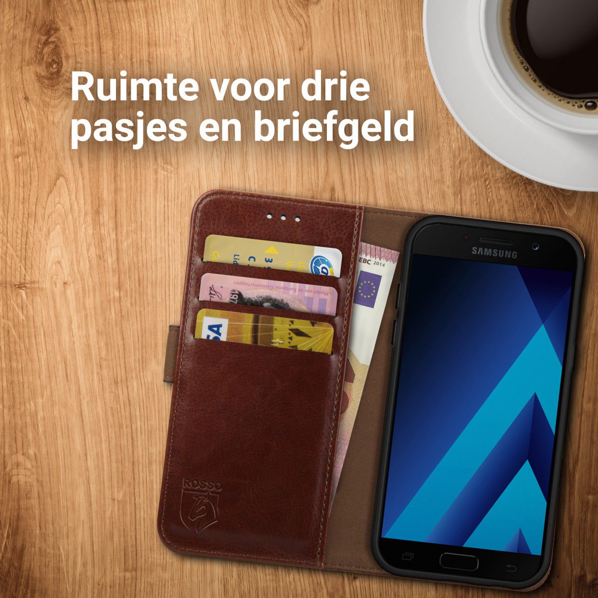 Rosso Element Samsung Galaxy A5 2017 Hoesje Book Cover Bruin afbeelding 6