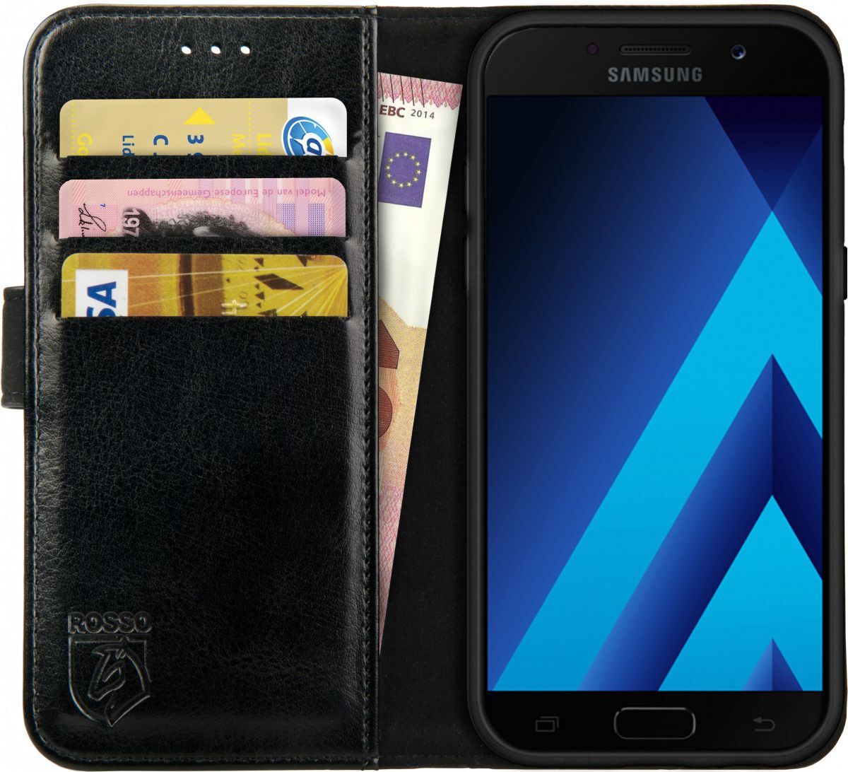 Rosso Element Samsung Galaxy A5 2017 Hoesje Book Cover Zwart afbeelding 1