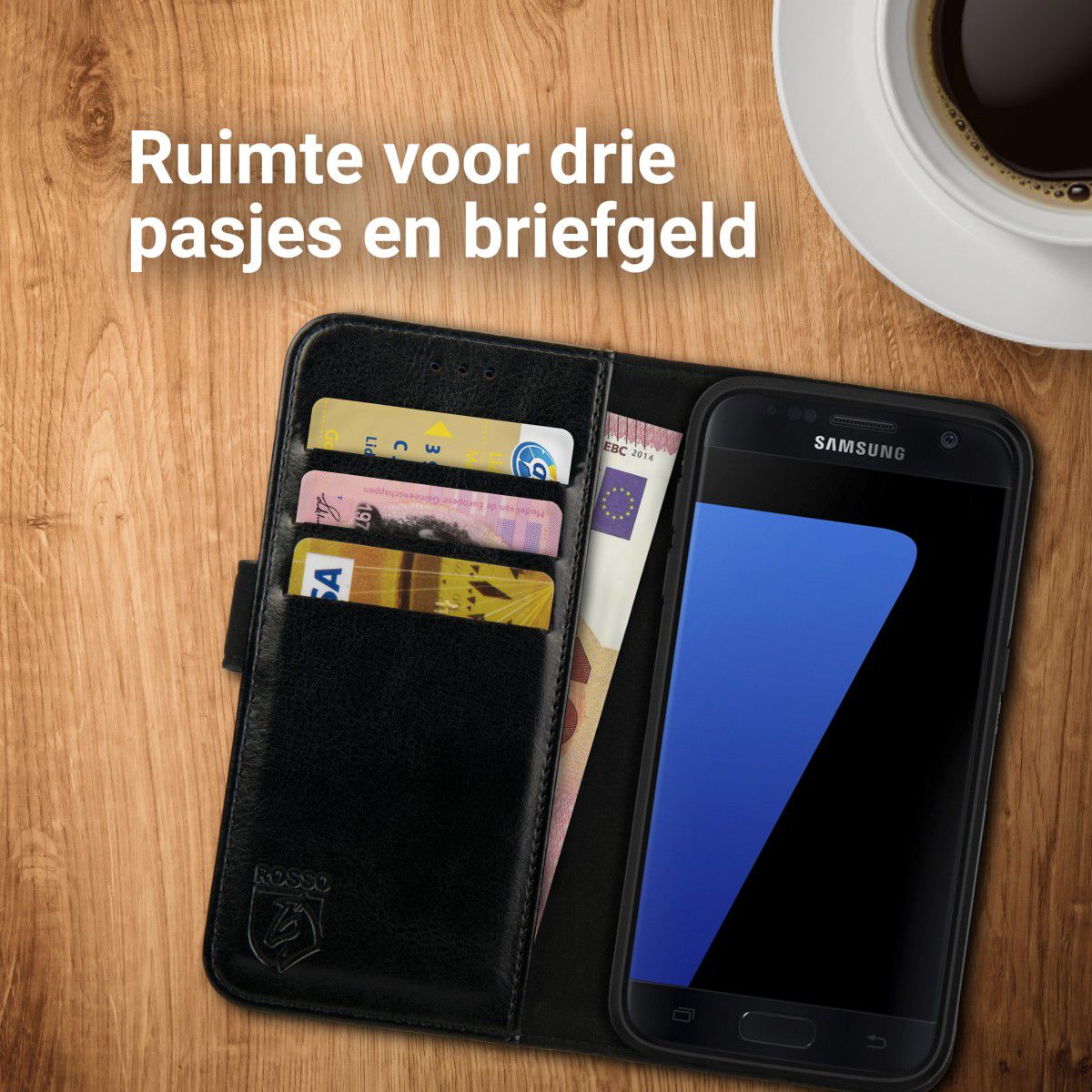 Rosso Element Samsung Galaxy S7 Hoesje Book Cover Zwart afbeelding 6