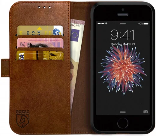 Rosso Element Apple iPhone 5/5S/SE Hoesje Book Cover Bruin afbeelding 1