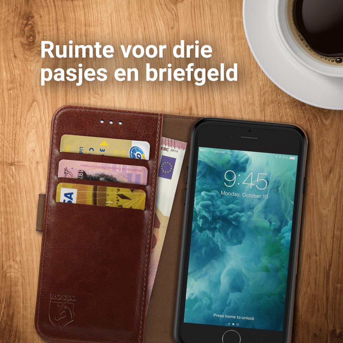 Rosso Element Apple iPhone 7 / 8 Hoesje Book Cover Bruin afbeelding 5