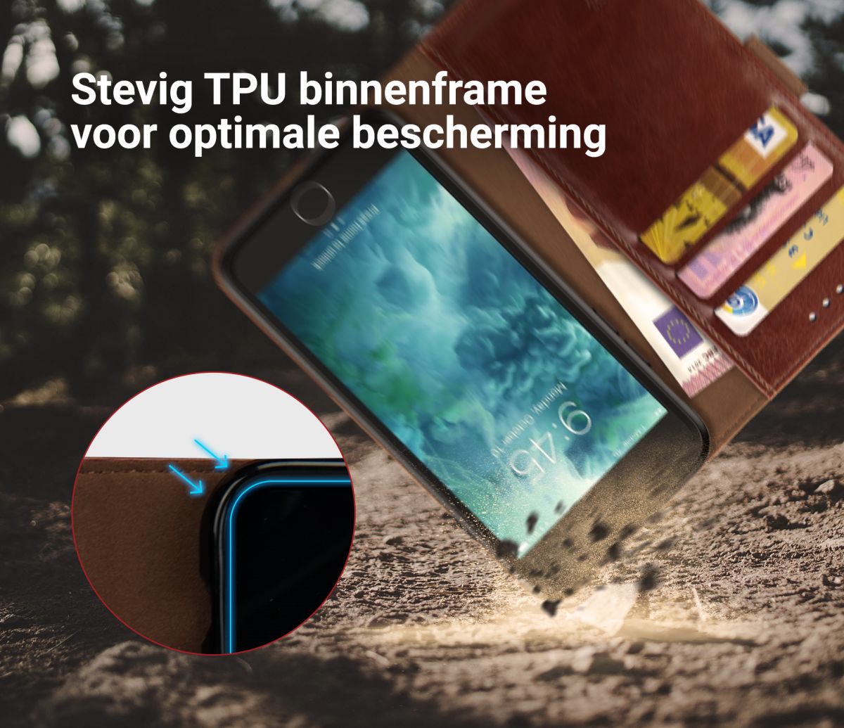 Rosso Element Apple iPhone 7 / 8 Hoesje Book Cover Bruin afbeelding 6