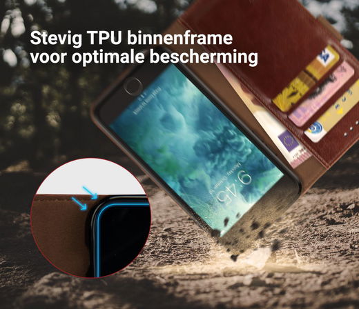 Rosso Element Apple iPhone 7 / 8 Hoesje Book Cover Bruin afbeelding 6