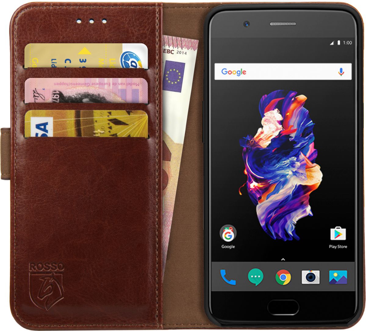 Rosso Element OnePlus 5 Hoesje Book Cover Bruin afbeelding 1