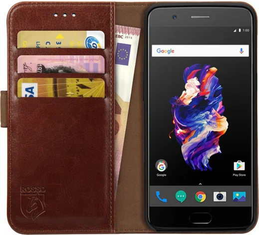 Rosso Element OnePlus 5 Hoesje Book Cover Bruin afbeelding 1