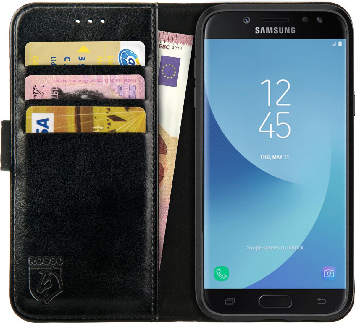 Rosso Element Samsung Galaxy J3 2017 Hoesje Book Cover Zwart afbeelding 1