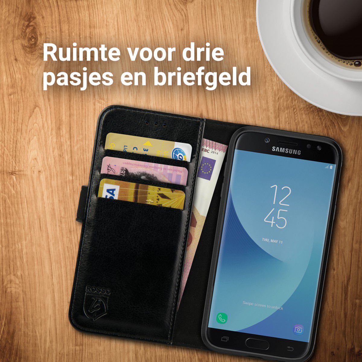 Rosso Element Samsung Galaxy J7 2017 Hoesje Book Cover Zwart afbeelding 6