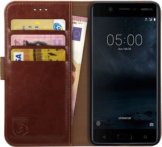 Rosso Element Nokia 5 Hoesje Book Cover Bruin afbeelding 1