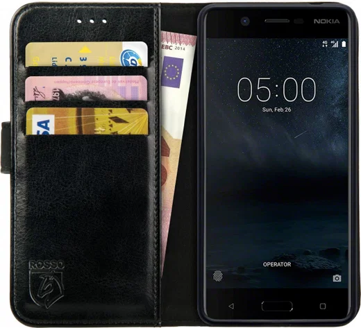 Rosso Element Nokia 5 Hoesje Book Cover Zwart afbeelding 1