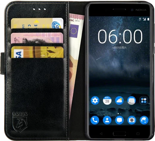Rosso Element Nokia 6 Hoesje Book Cover Zwart afbeelding 1