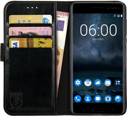 Rosso Element Nokia 6 Hoesje Book Cover Zwart afbeelding 12