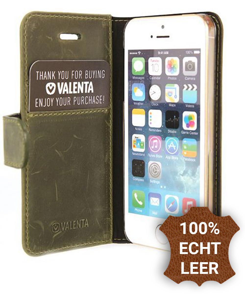 Valenta Classic Luxe iPhone 5/5S/SE Hoesje Leer Bookcase Vintage Groen afbeelding 1