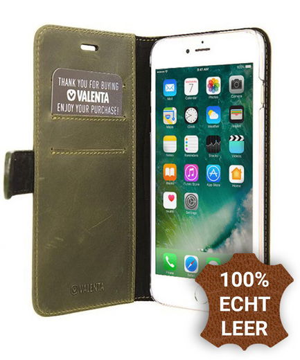 Valenta Classic Luxe iPhone 8/7/6(s) Plus Hoesje Leer Bookcase Groen afbeelding 1