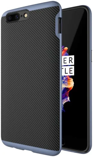 OnePlus 5 Hybride Carbon Hoesje Blauw afbeelding 1