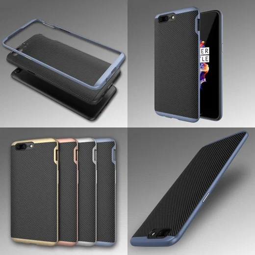 OnePlus 5 Hybride Carbon Hoesje Blauw afbeelding 5