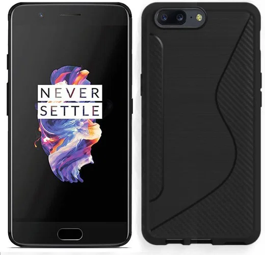 OnePlus 5 Carbon TPU Hoesje Zwart afbeelding 1