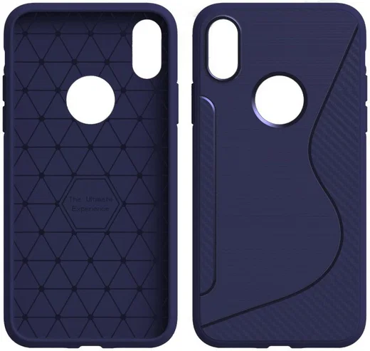 Apple iPhone X Carbon TPU Hoesje Blauw afbeelding 1