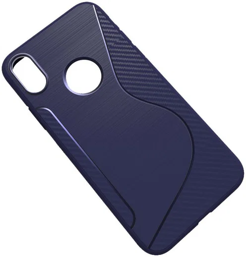 Apple iPhone X Carbon TPU Hoesje Blauw afbeelding 2