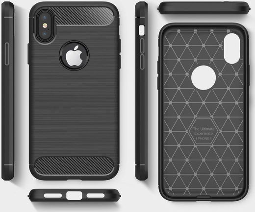 Apple iPhone X / XS Geborsteld TPU Hoesje Zwart afbeelding 14