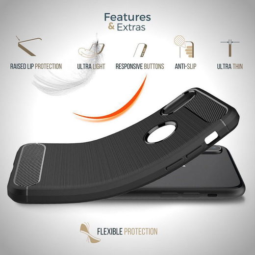 Apple iPhone X / XS Geborsteld TPU Hoesje Zwart afbeelding 7