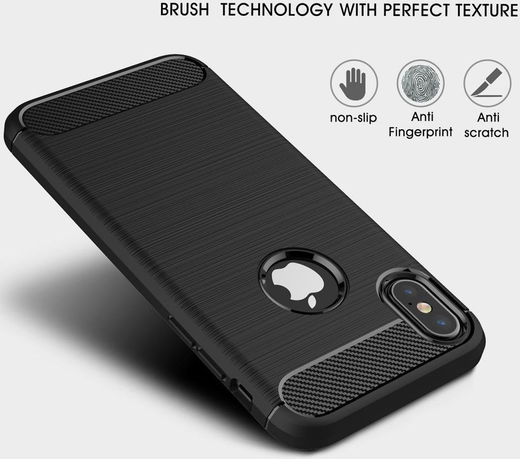 Apple iPhone X / XS Geborsteld TPU Hoesje Zwart afbeelding 8