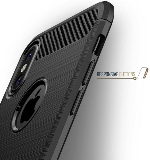 Apple iPhone X / XS Geborsteld TPU Hoesje Zwart afbeelding 2