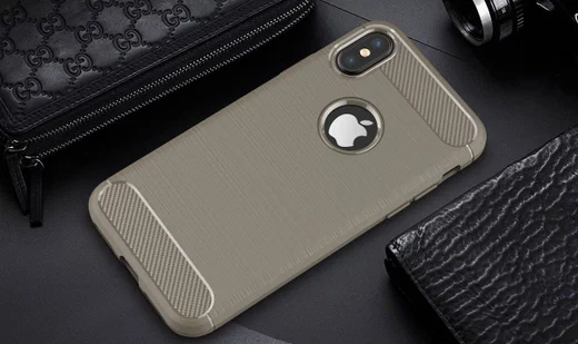 Apple iPhone X / XS Geborsteld TPU Hoesje Grijs afbeelding 2