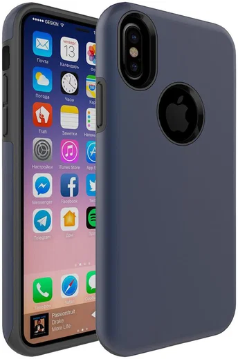 Apple iPhone X Rubber Hard Case Blauw afbeelding 1