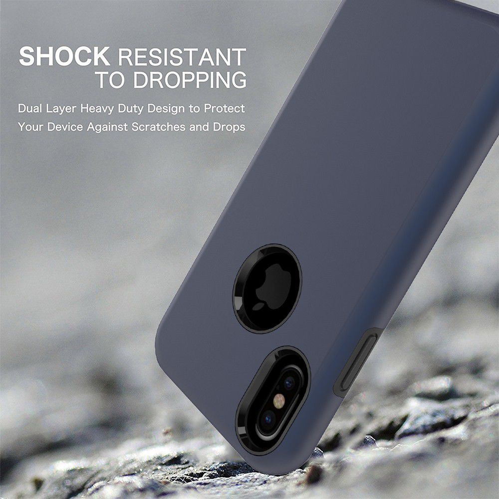 Apple iPhone X Rubber Hard Case Blauw afbeelding 3