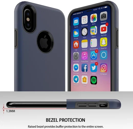 Apple iPhone X Rubber Hard Case Blauw afbeelding 5