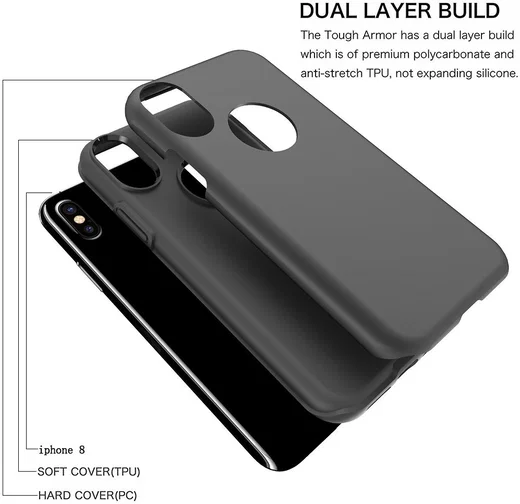 Apple iPhone X Rubber Hard Case Zwart afbeelding 2