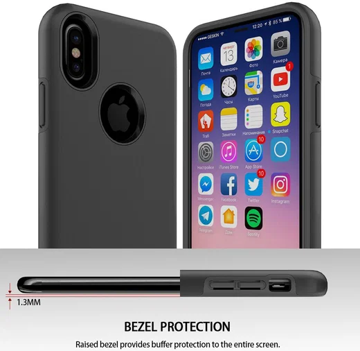 Apple iPhone X Rubber Hard Case Zwart afbeelding 5