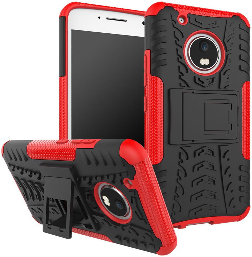 Motorola Moto G5 Plus Robuust Hybride Hoesje Rood afbeelding 1
