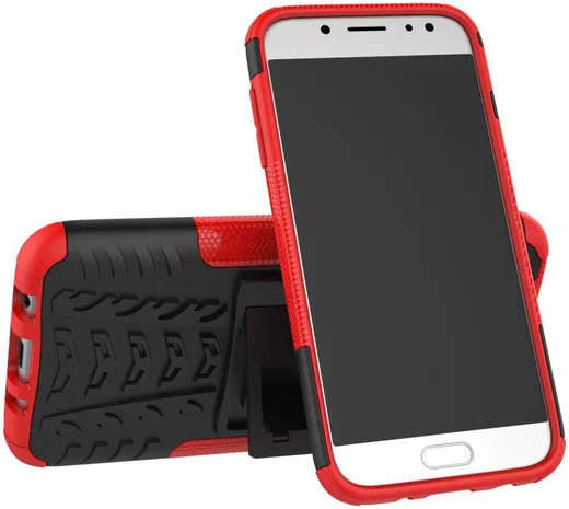 Samsung Galaxy J5 (2017) Robuust Hybride Hoesje Rood afbeelding 2