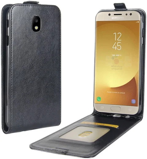 Samsung Galaxy J5 (2017) Verticaal Flip Hoesje Zwart afbeelding 1