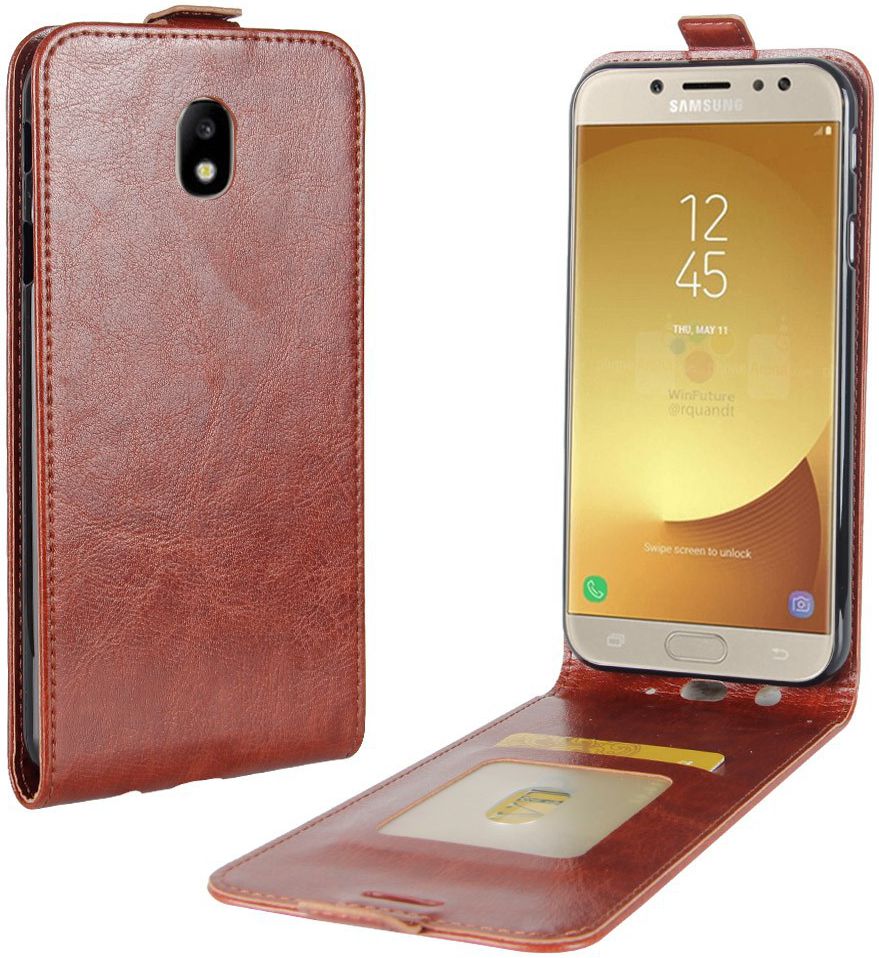 Samsung Galaxy J5 (2017) Verticaal Flip Hoesje Bruin afbeelding 1