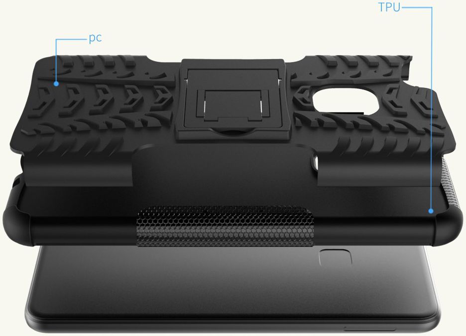 Huawei P10 Lite Robuust Hybride Hoesje Zwart afbeelding 3