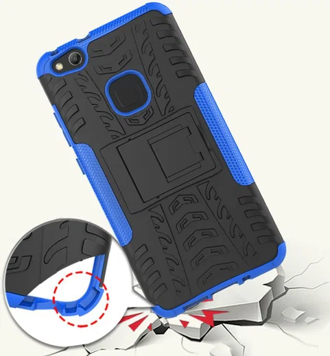Huawei P10 Lite Robuust Hybride Hoesje Blauw afbeelding 2
