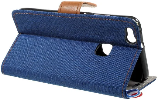 Huawei P10 Lite Jeans Portemonnee hoesje Donker Blauw afbeelding 3