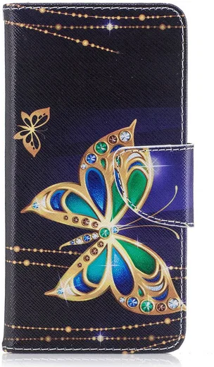Huawei Y6 (2017) Portemonnee Flip Hoesje Print Kristal Vlinder afbeelding 1