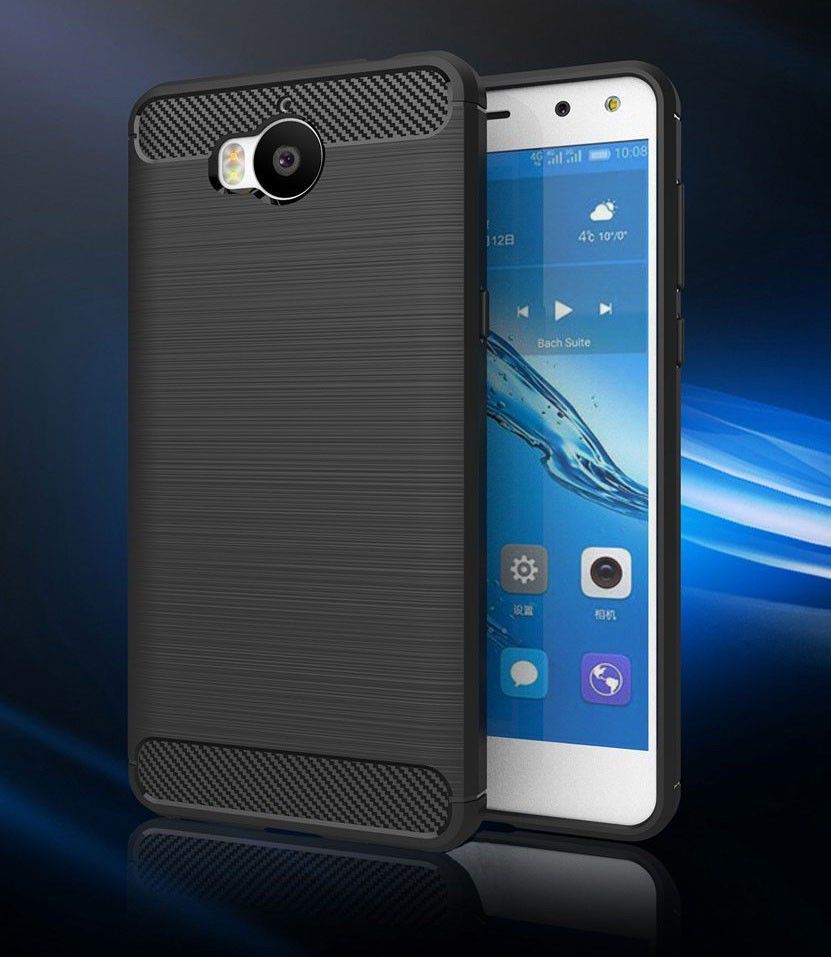 Huawei Y6 (2017) Geborsteld TPU Hoesje Zwart afbeelding 4