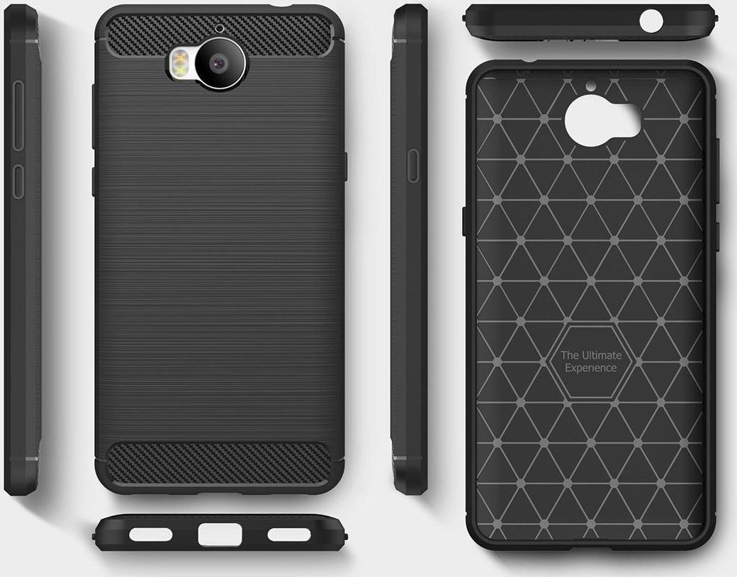 Huawei Y6 (2017) Geborsteld TPU Hoesje Zwart afbeelding 5