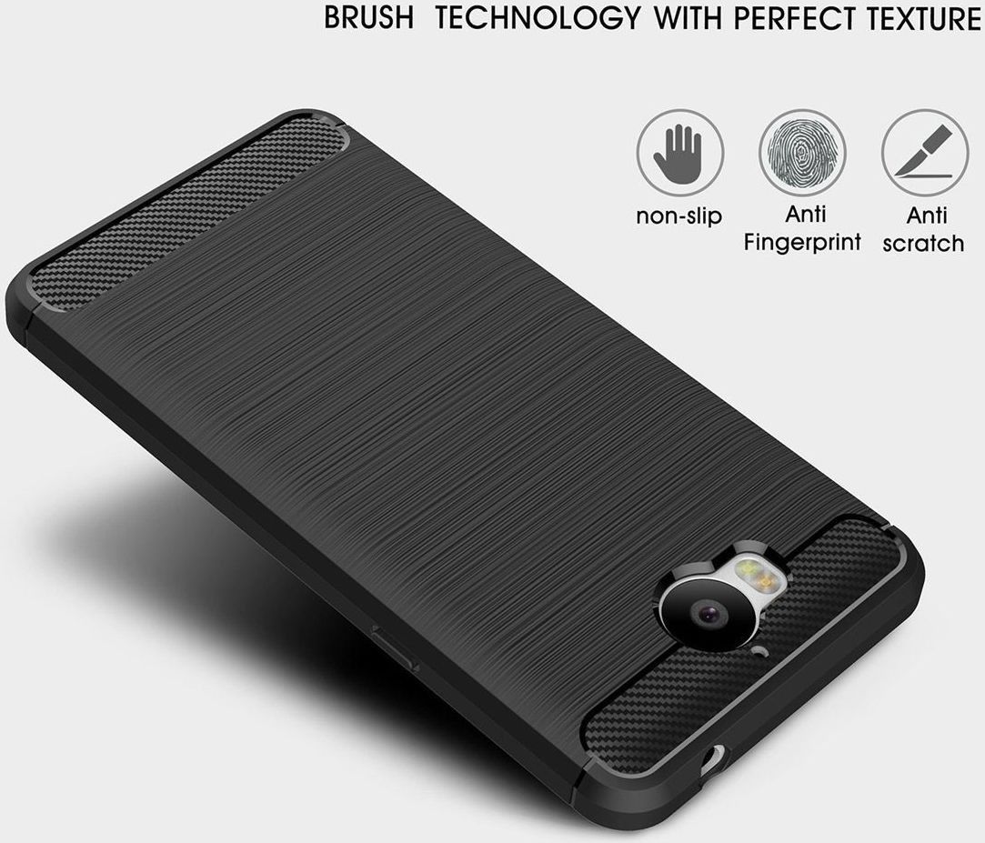 Huawei Y6 (2017) Geborsteld TPU Hoesje Zwart afbeelding 7